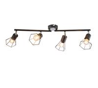 Plafonnier LED, lampe de salon, structure tressée en métal noir, L 70 cm