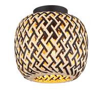 Plafonnier LED Lampe de salon Style Boho Bamboo Lampe de table, métal tressé, 1x 7W 630Lm blanc chaud, DxH 20x19,5 cm