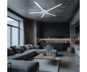 Plafonnier LED lampe design lampe de salon plafonnier lampe de chambre, métal aluminium plastique blanc, 24W 2400lm blanc chaud, LxH 74,7x6,2 cm, Briloner 3181-059