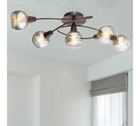 Plafonnier LED Lampe Métal Bronze Verre Fumée Clair la Vie Ess Sommeil Chambre