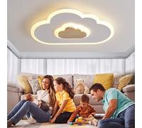 Plafonnier LED Lampe moderne pour enfants salon Lampe de chambre d'enfants Plafonnier Plafonnier nuage Bois Gradation en continu avec télécommande Avec fonction veilleuse Plafonnier de chambre,60cm