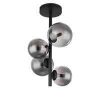 Plafonnier LED, lampe salon, luminaire salle à manger, plafonnier 4 flammes, verre fumé, 4x G9 LED 4x 80 Lm 3000K, H 40 cm