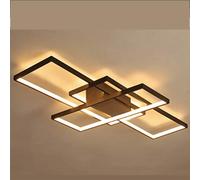Plafonnier LED Lampe Suspendue Design Moderne Light pour Salon, Chambre , Salle à Manger, Carré, 3 anneaux, Abat-jour en Acrylique, Métal Couloir, Salle de Bains, Lustre Déco 3000k, L90*W50cm