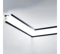 Plafonnier LED linéaire noir de 24 m pour éclairage indirect, coque en aluminium avec couvercle en acrylique, parfait pour la décoration d'intérieur
