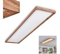 Plafonnier LED Longvic, plafonnier moderne en métal/MDF/plastique noir/imitation bois/blanc, 36 watts, 4300 lumens, 3000 kelvins, longueur 120 cm