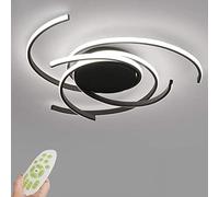 Plafonnier LED lumière blanche lumière chaude gradable lampe de salon 72W moderne avec télécommande chic métal acrylique plafond lampe chambre restaurant salle à manger lumière Ø56cm,Noir,dimmable