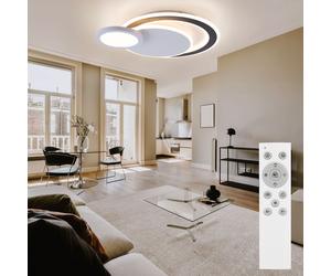 Plafonnier LED lumière du jour lampe design lumière salon lampe noir, RGB changeur de couleurs orientable dimmable télécommande CCT, 40W 2300lm 3000-6500K blanc chaud-blanc froid, L 57,5 cm