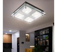 Plafonnier LED Lumière pour Salle à Manger Verre Cube Satiné L 28,5 CM