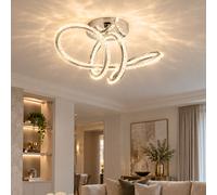 Plafonnier LED, luminaire de salle à manger, intensité réglable, métal argenté, H 25 cm