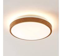Plafonnier LED Mendosa Lindby, bois clair, Salon / Salle à manger, Matière Plastique, Moderne, Plafonnier LED
