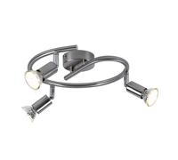Plafonnier LED mobile Spotrondell argent Spot de plafond à 3 flammes, métal, 3x 3W 280Lm blanc chaud, DxH 25x15 cm