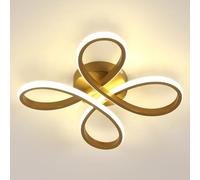 Plafonnier LED Moderne, 30W Luminaire Plafonnier LED en Acrylique Or, Lampe de Plafond Floral Design pour Chambre, Salon, Cuisine, Salle de Bain, Lumière Neutre 4500K, 30CM