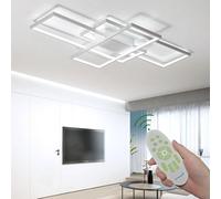 Plafonnier LED Moderne 54 Vatios 5400 LúMenes 3000k-6500k Dimmable Dimmable Plafonnier LED Salon avec TéLé Commande Lustre Salon Moderne Applicable à Salle de Chambre Cuisine Balcon (Blanc, 80cm)