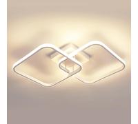 Plafonnier LED Moderne, 64 CM Lampe de Plafond avec 2 Flammes Carrées, 42W 5600LM, Lumière Chaude 3000K, Luminaire Plafonnier LED en Acrylique pour Chambre à Coucher, Salon, Blanc