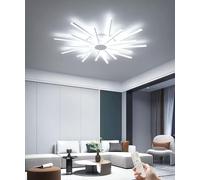 Plafonnier LED moderne 80 W avec télécommande - Intensité variable - Design géométrique à économie d'énergie pour salon, chambre à coucher et bureau - Éclairage blanc élégant (Φ116 cm)
