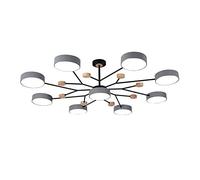 Plafonnier LED Moderne à 9 lumières, Minimaliste, Rond, en Bois et métal, à intensité Variable, idéal pour Un hôtel, Un Couloir, Un Magasin, Un café ou Un Bar. Le Gris est tamisé (7 têtes)