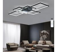 Plafonnier LED Moderne à Intensité Variable, éclairage De Salon Multifonctionnel pour Salon, Chambre, Bureau, Restaurant, Cuisine, Couloir Et Salle De Bain., Black, 140cm95W
