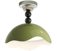 Plafonnier LED Moderne à intensité Variable, Style Nordique, Montage Semi-encastré, Couleur crème, Style Milieu du siècle, Vert chromé, idéal pour Une Chambre, Un Salon ou Un Couloir.