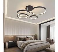 Plafonnier LED Moderne avec Télécommande - Dimmable et Réglage de la Température de Couleur (3000K-6000K), Design Annulaire Économe en Énergie pour Chambre, Salon, Cuisine & Bureau (Noir,4 têtes)