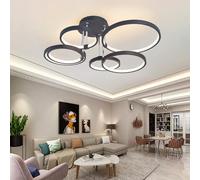 Plafonnier LED Moderne avec Télécommande - Dimmable et Réglage de la Température de Couleur (3000K-6000K), Design Annulaire Économe en Énergie pour Chambre, Salon, Cuisine & Bureau (Noir,6 têtes)