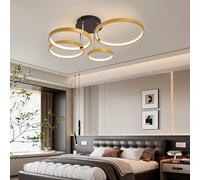 Plafonnier LED Moderne avec Télécommande - Dimmable et Réglage de la Température de Couleur (3000K-6000K), Design Annulaire Économe en Énergie pour Chambre, Salon, Cuisine & Bureau (Or,4 têtes)