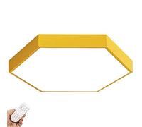 Plafonnier LED Moderne avec télécommande et variateur, Forme hexagonale en métal, Montage encastré, Abat-Jour Blanc, idéal pour Un Couloir, Un escalier ou Une Maison. Couleur : Jaune, intensité v