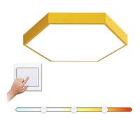 Plafonnier LED Moderne avec télécommande, intensité Variable, Forme hexagonale, en métal, Montage encastré, Abat-Jour Blanc, pour Couloir, escalier, cheminée - Lumière Chaude Jaune 50 cm (lumière
