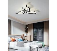 Plafonnier LED moderne en forme de fleur,lampe de salon à intensité variable,lustre en acrylique avec télécommande,15 têtes Ø100CM/39,4 pouces 80W,pour salon,salle à manger,chambre (Noir, 60CM)