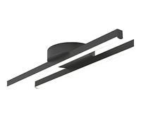 Plafonnier LED moderne en métal à longue bande Lampe à suspension noire géométrique linéaire industrielle 26W Mode 3 couleurs Lustre suspendu à montage en surface pour éclairage de salle à manger