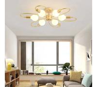 Plafonnier LED Moderne et Simple, Design créatif, idéal pour Un Salon, Un hôtel, Un Restaurant, Une Chambre, Un Appartement ou Un Bureau (doré, 6 têtes)
