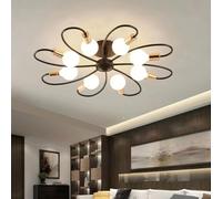 Plafonnier LED Moderne et Simple, Design créatif, idéal pour Un Salon, Un hôtel, Un Restaurant, Une Chambre, Un Appartement ou Une Salle d'étude (Noir et Or, 8 têtes)