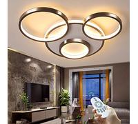 Plafonnier LED Moderne Grande Lampe Salon Dimmable Avec Télécommande Plafond Anneau Design Lustre Suspension Chambre Lampe Acrylique Abat Jour Salle Manger Cuisine Bureau Lumières Lustre,4 heads