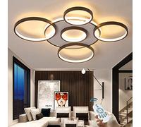 Plafonnier LED Moderne Grande Lampe Salon Dimmable Avec Télécommande Plafond Anneau Design Lustre Suspension Chambre Lampe Acrylique Abat Jour Salle Manger Cuisine Bureau Lumières Lustre,6 heads