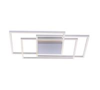 Lampe LED design à intensité variable Plafonnier couleur acier Plafonnier Salon, métal, argent, LED 48W 3000lm blanc chaud, LxlxH 75x75x7 cm