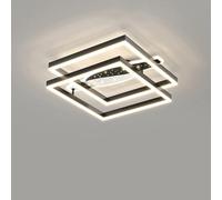 Plafonnier LED Moderne Noir Circulaire 3 000 k-6 000 k, Intensité Variable Et Télécommande, Design Scandinave, éclairage D'intérieur, Idéal pour Une Chambre, Un Salo, B