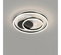Plafonnier LED Moderne Noir Circulaire 3 000 k-6 000 k, Intensité Variable Et Télécommande, Design Scandinave, éclairage D'intérieur, Idéal pour Une Chambre, Un Salo, C