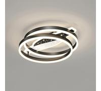 Plafonnier LED Moderne Noir Circulaire 3 000 k-6 000 k, Intensité Variable Et Télécommande, Design Scandinave, éclairage D'intérieur, Idéal pour Une Chambre, Un Salo, A
