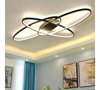 Plafonnier LED moderne ovale à intensité variable 3000-6500 K avec télécommande Chambre Salon Plafonnier Blanc Ellipse Plafon Light Cuisine Salle à Manger Bureau Escalier Lustre