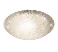 Plafonnier LED moderne pour salon, lampe de plafond en verre transparent, chrome, rond givré, 1x LED 12 Watt 800 Lm blanc chaud, 30 cm