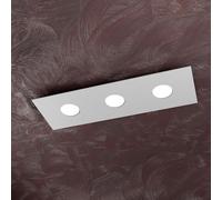 Plafonnier lED moderne rectangulaire 3 lumières métal gris l 60 cm