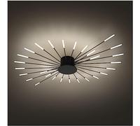 Plafonnier LED Moderne, Semi Flush Mount Black Chandeliers Ceiling Lighting ,Acrylic Lampshade Chandelier, 4000k Neutral Flower Shape Light(Size:28+1 Heads,Color:Black)