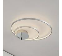 Plafonnier LED Nerwin Lindby, dimmable, gris, Salon / Salle à manger, Aluminium, Moderne, Plafonnier LED