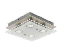 Plafonnier LED Nickel Mat Carré 25cm 4 X 3W GU10 1000lm Lampe Blanc Chaud