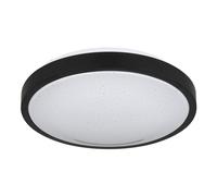 Plafonnier LED noir chambre à coucher moderne, plafonnier détecteur de mouvement IP44, métal acrylique opale, 18W 980lm 4000K blanc neutre, D 30 cm
