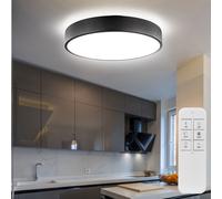 Plafonnier LED Noir Télécommande Lumière Du Jour Salle à Manger Couloir Dimmable