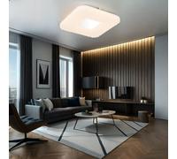 Plafonnier LED spot chrome opale lampe blanche salon éclairage carré Globo 41343-18