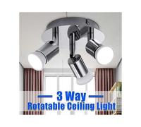 Plafonnier LED orientable TEMPSA 3 lampes 3xGU10, angle d'éclairage réglable, chrome argent - Sans