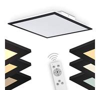 Plafonnier LED Panel Farc en métal/en noir/blanc, 28 watts, hauteur 6,5 cm max. 27 cm, 1960 lumens, 2700-5000 K, panneau de plafond à intensité variable et modifiable avec la télécommande fournie