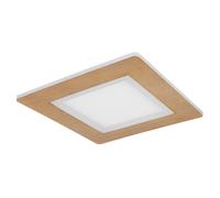 Plafonnier LED Panel montage plafonnier lampe de salon, métal imitation bois blanc, 23W 1300lm blanc chaud-blanc froid 2700-6500K, L 30 cm