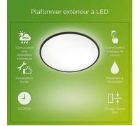 Plafonnier LED Philips SuperSlim 15W Noir IP54 pour extérieur